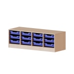 ErgoTray Regal, 4reihig, 1 OH,  12 flache Boxen, B/H/T 138,7x46x40cm 